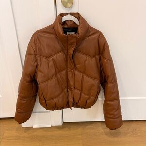 Zara faux leather brown coat size small